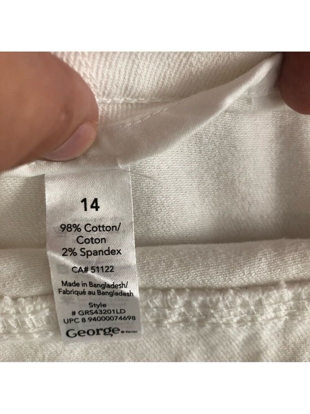 George size 14 white pull-On denim capri - Picture 7 of 7